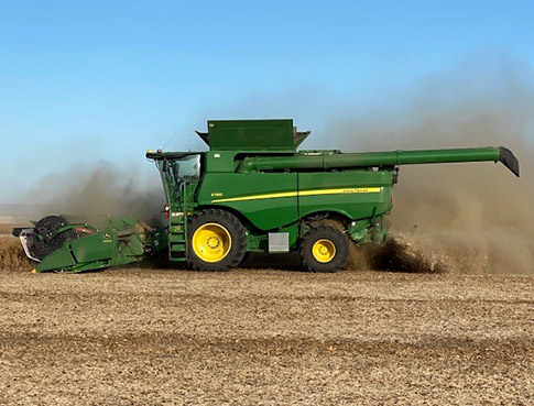 Combine in the field during harvest.