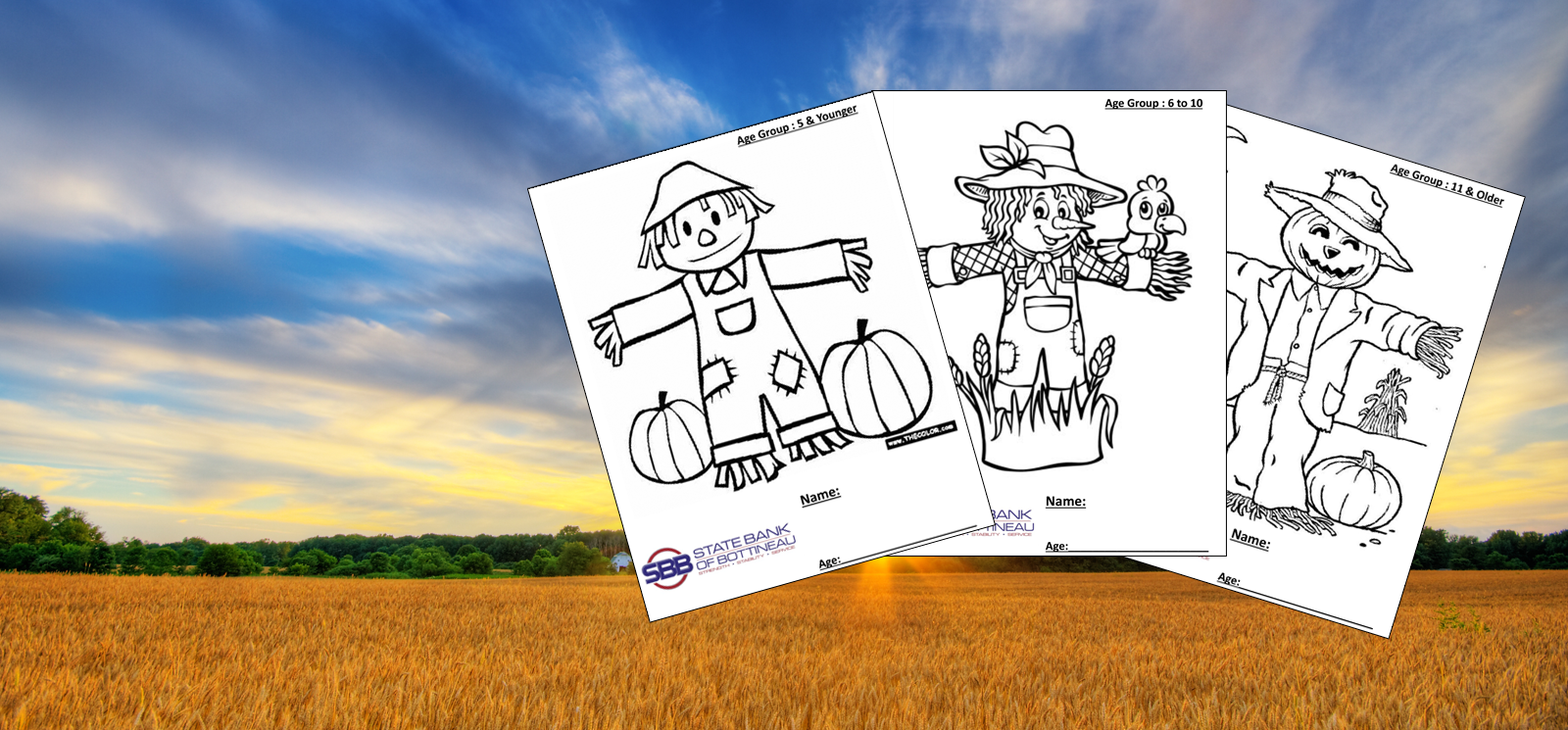 Image of wheat field with coloring contest pictures.